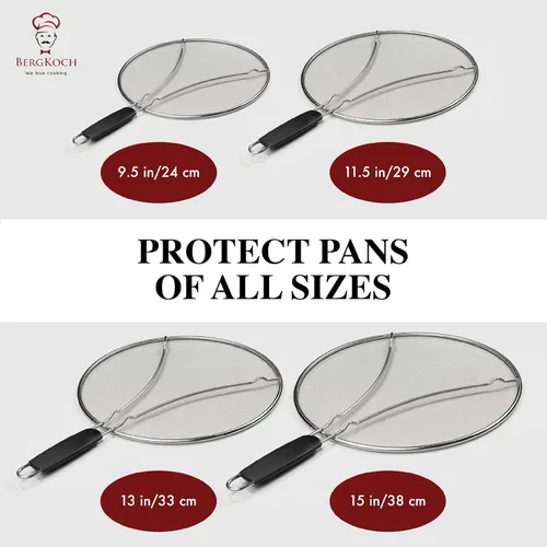 Vista 9 de Pantalla contra salpicaduras para sartén, protector de salpicaduras de grasa de acero inoxidable de 9.5 pulgadas, cubre salpicaduras de aceite