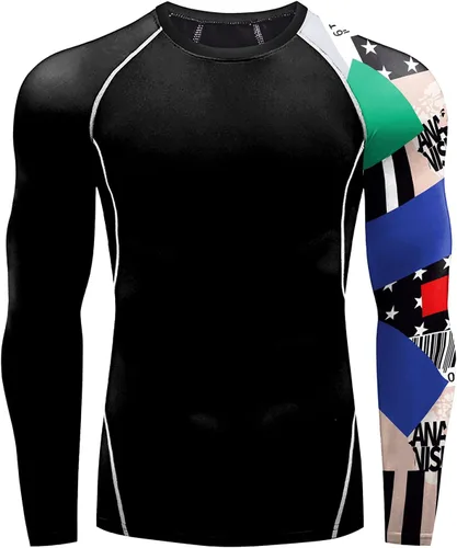 Vista 2 de Camiseta de protección solar UPF 50+ para hombre, manga larga, BJJ Jiu Jitsu, fitness, correr, pesca, natación