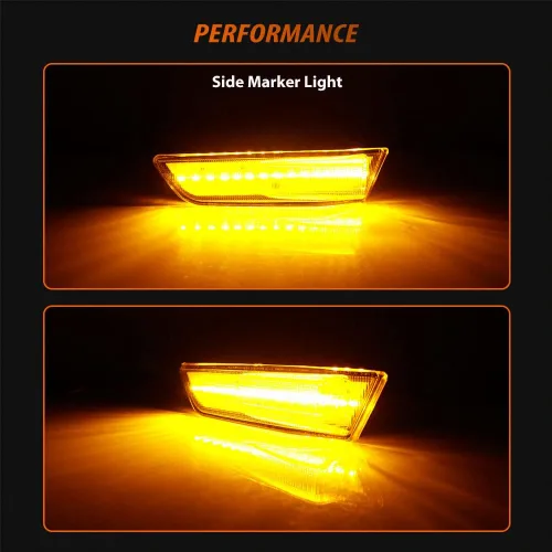 Vista 5 de ADIIL Luces de marcador laterales LED ámbar de lente transparente compatibles con Infiniti G35 Coupe Skyline 2003-2007 parachoques delantero Lente