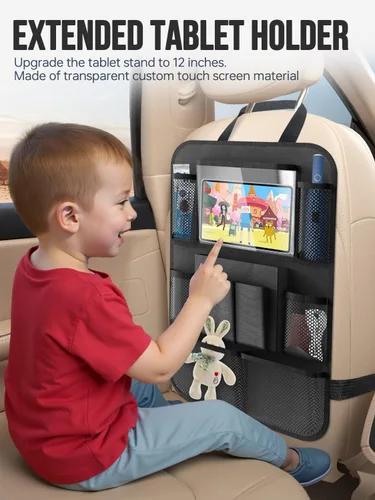 Vista 3 de New Fi Organizador de asiento trasero de automóvil (20 bolsillos de almacenamiento), viene con 1 red de asiento gratuita y 2 ganchos