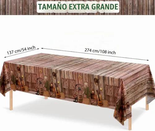 Vista 2 de Tiamon - Mantel de plástico con diseño de vaquero occidental (1 unidad)