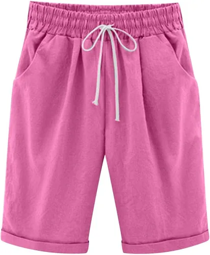 Vista 7 de Pantalones cortos sólidos con control de barriga, casuales, con cordón, cómodos, para mujer, pantalones cortos ligeros de verano para correr 2023
