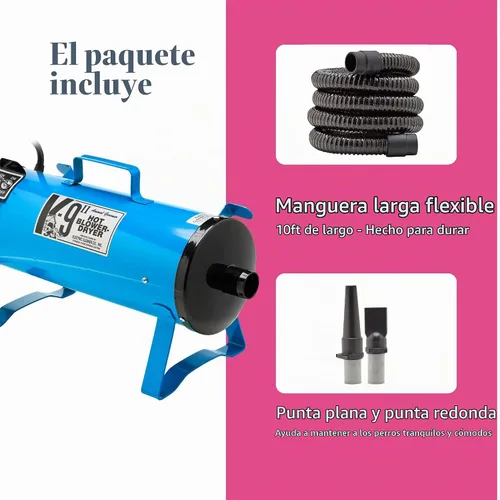 Vista 3 de Electric Cleaner Company ECC K-9 II - Secador de perros de velocidad variable, soplador profesional con flujo de aire ajustable, azul metálico