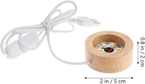Vista 4 de Angoily Base de pantalla LED de madera de 5 piezas para arte cristalino, arte de vidrio, cristal 3D, luz cálida