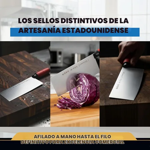 Vista 5 de Dexter -Russell - Cuchillo chino de chef de 8 x 3¼ pulgadas SG5888 Hoja de acero de alto carbono Mango ergonómico rojo SOFGRIP Resistente a