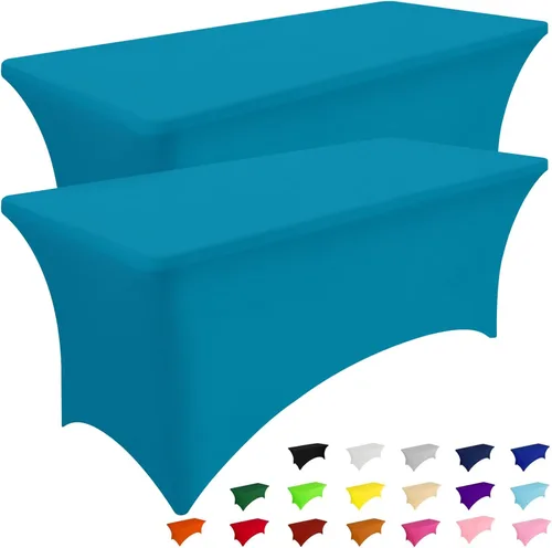 Vista 17 de Smiry Paquete de 2 Manteles de Spandex de 6 Pies, Manteles Elásticos Ajustables Extensibles, Lavables y Sin Arrugas, Cubierta Rectangular para Mesa