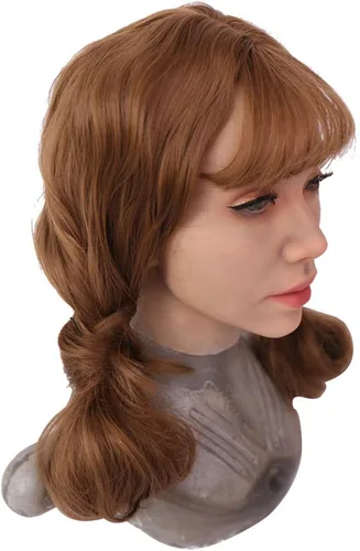 Vista 2 de EQAIWUJIE Kathy Female fake Face Realistic Silicone fake Head for Crossdresser Halloween Decoration, Parties, Fall Festival