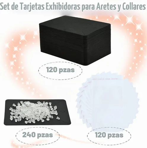 Vista 3 de Juego de tarjetas de exhibición de pendientes negros
