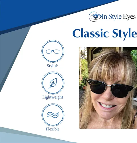 Vista 5 de Sellecks Non-Bifocal Reading Sunglasses - Semi-rimless Reader Glasses, Browline Frame - Non-Polarized Lens
