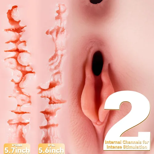 Vista 3 de Muñeca sexual para hombre, coño de bolsillo realista con trasero suave, juguete sexual masculino con vagina apretada y anal de doble canal