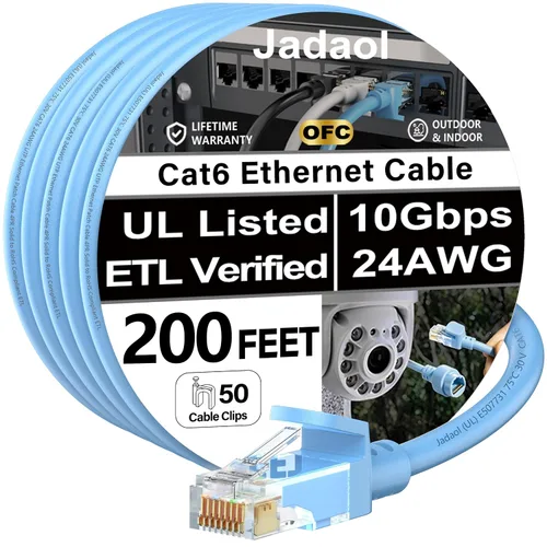 Vista 17 de Cable Ethernet Cat 6 de 1 pie (paquete de 6), para exteriores e interiores, compatible con red Cat7 de 10 Gbps, cable de conexión LAN plano