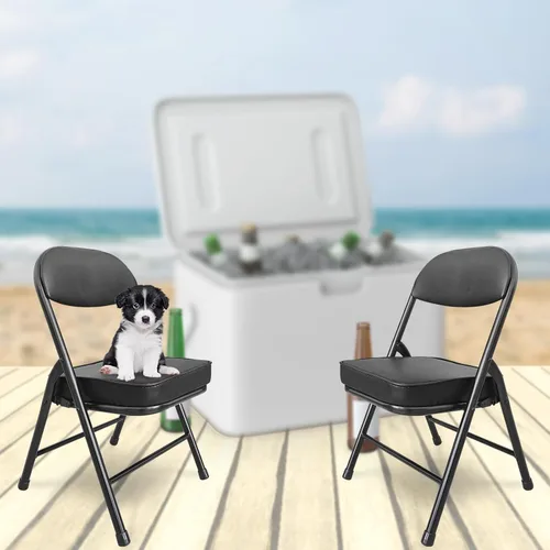 Vista 2 de Mini sillas plegables acolchadas, taburete de garaje, silla de camping portátil con cojín, silla de césped ligera, para eventos deportivos al aire