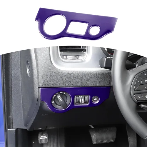 Vista 11 de RT-TCZ para Dodge Challenger 2015 en adelante, Panel de interruptor de faro Challenger, Cubierta de recorte para interior azul, Accesorios 1 pieza