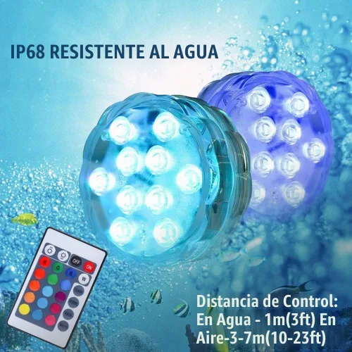 Vista 4 de AquaMiracle Luces LED sumergibles con mando a distancia, impermeables, operadas por batería, luces multicolor que cambian de color para jacuzzi