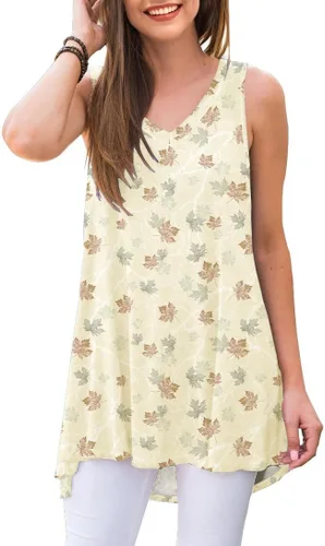 Vista 15 de AWULIFFAN - Blusa de verano sin mangas con cuello en V, túnica, top, para mujer 01 Negro