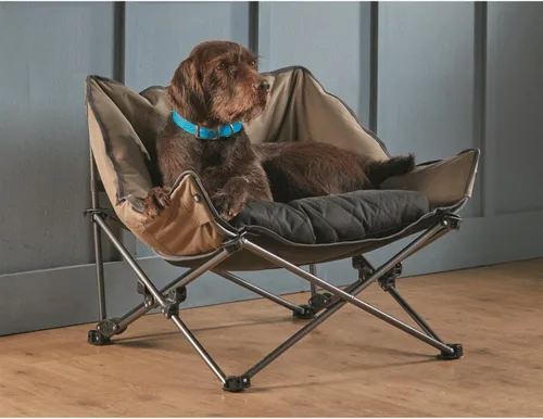 Vista 5 de Guide Gear Cama portátil acolchada para mascotas; sofá elevado para perros al aire libre, cuna marrón