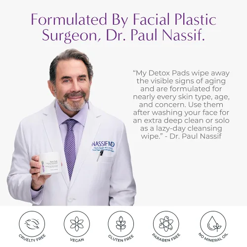 Vista 7 de NassifMD - Almohadillas de desintoxicación facial, almohadillas de ácido glicólico, tónico de hamamelis, almohadillas exfoliantes faciales toallitas