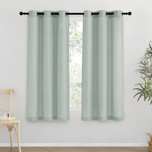Vista 235 de NICETOWN - Cortinas de lino angora para ventana de cocina sobre el fregadero, con ojales, lino grueso angora, tratamientos cortos para ventanas