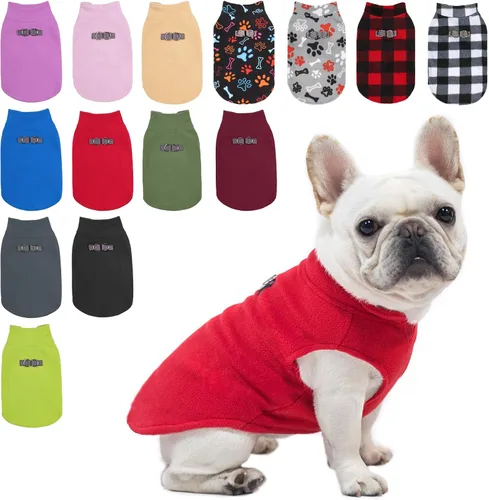 Vista 22 de BEAUTYZOO Chaleco de vellón para perros pequeños, de invierno y clima frío, con anillo en D, con anillo en D para correa, resistente al viento, rojo