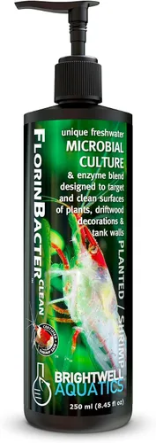 Vista 9 de Brightwell Aquatics FlorinBacter Clean (seguro para camarones), mezcla única de cultivo y enzimas de agua dulce diseñada para apuntar y limpiar