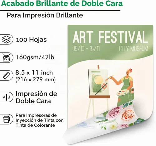 Vista 2 de Koala Papel de folleto brillante de doble cara 8.5x11 en 42LB 100 hojas