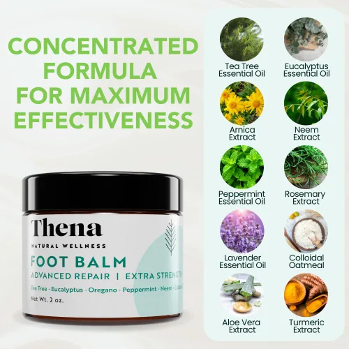 Vista 6 de Thena Athletes - Crema para pies extra fuerte, alivio herbario con árbol de té, neem y mentol, bálsamo de tratamiento de pies de atletas para pies