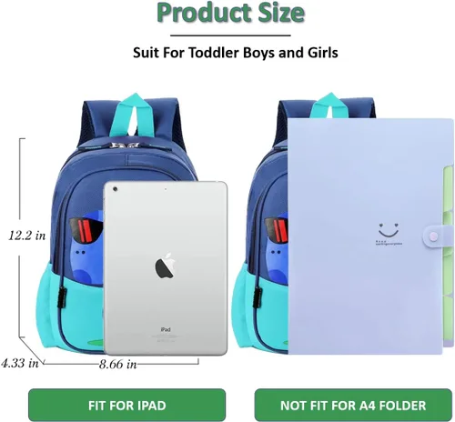 Vista 2 de POWOFUN Mochila de viaje preescolar para niños pequeños Verde Dinosaur Green S Viajar