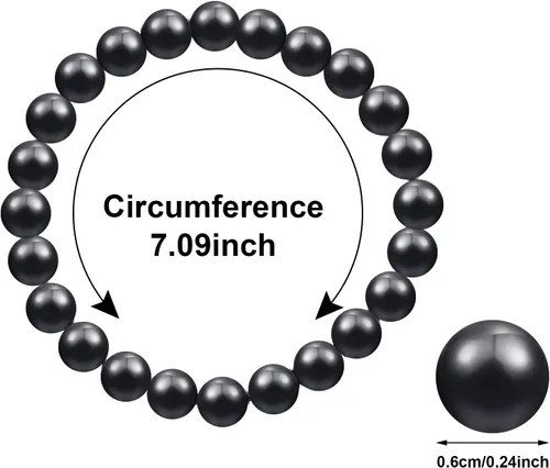 Vista 2 de Hicarer 2 pulseras de shungita negras con cuentas de shungita, piedras elásticas de cristal, joyería energética, poderoso defensor espiritual