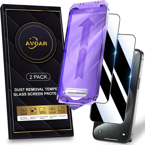 Vista 30 de Paquete de 2 protectores de pantalla de privacidad para iPhone 13 Pro Max /14 Plus [kit de alineación automática] vidrio templado, protección