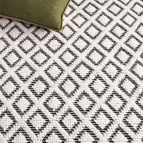 Vista 8 de SAFAVIEH Vermont Collection - Alfombra decorativa de 2 pies 3 pulgadas x 4 pies, marfil y negro, lana hecha a mano, ideal para zonas de alto tráfico