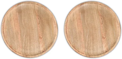 Vista 10 de Lightnpro - Platos redondos de madera de acacia, platos para aperitivos, mesa central, platos de servicio para ensalada, sándwiches, hamburguesas
