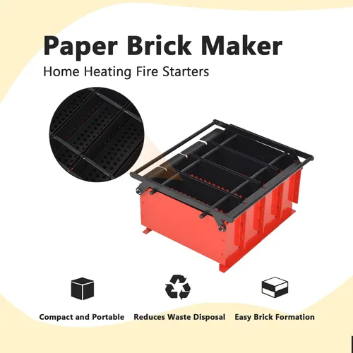Vista 4 de vidaXL Máquina para hacer briquetas, máquina de prensa de papel, fabricante de briquetas de periódico para calentar estufa de fuego, máquina