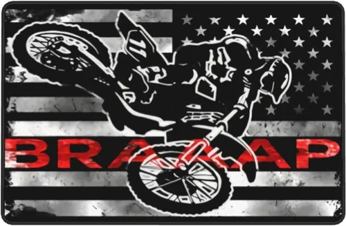 Vista 8 de Alfombra antideslizante de motocross con bandera estadounidense, 60 x 39 pulgadas, ultra suave, esponjosa, alfombra grande para dormitorio, sala