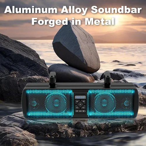Vista 5 de Barra de sonido UTV, barra de sonido impermeable IP66 Bluetooth para carrito de golf, sistema de altavoces ATV, barra de sonido SXS compatible
