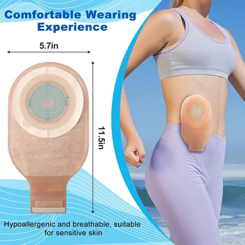 Vista 2 de Bolsas de colostomía - Portátil y cómodo, 20 bolsas de ostomía agradable a la piel para niños y adultos, una pieza con cierre suministros
