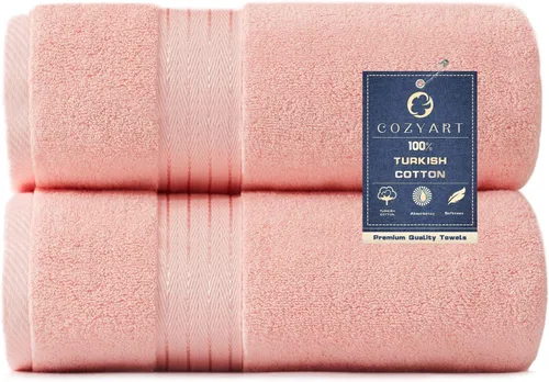 Vista 42 de COZYART - Juego de 6 toallas de baño de algodón turco, color azul claro, suaves, altamente absorbentes y duraderas, 19.17 oz/yd², incluye 2 toallas