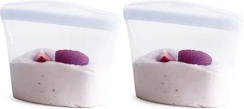 Vista 43 de Bolsa de almacenamiento reutilizable de silicona premium Stasher para sándwiches, color aqua, apta para microondas, sous vide, lavavajillas, horno