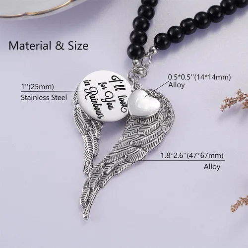 Vista 5 de Collar conmemorativo de alas de ángel, regalos conmemorativos para la pérdida de mamá/papá/abuela/abuelo/hijo/hija, adorno conmemorativo para espejo