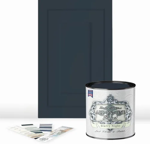 Vista 190 de Pintura TODO EN UNO, Abbey (gris cálido), Muestra de 8oz - Pintura duradera para gabinetes y muebles. Imprimación y capa superior incorporadas,