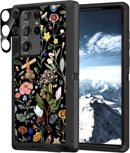 Vista 13 de Funda compatible con Samsung Galaxy S22 Ultra, diseño de bandera estadounidense antigua con protector de lente de cámara resistente