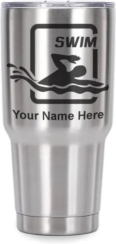 Vista 36 de LaserGram Vaso aislado al vacío de 20 onzas, para natación, grabado personalizado incluido (negro) Engraved Gift for Swimmers, Vacuum Insulated