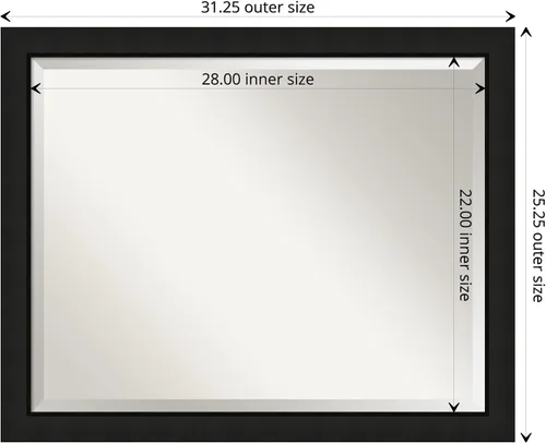 Vista 4 de Amanti Art Espejo de pared negro de 25 x 31 pulgadas, espejo de baño rectangular estrecho para decoración de pared de sala de estar, marco de madera