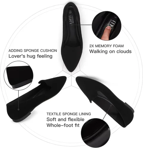 Vista 3 de MUSSHOE Zapatos planos cómodos con punta puntiaguda para mujer