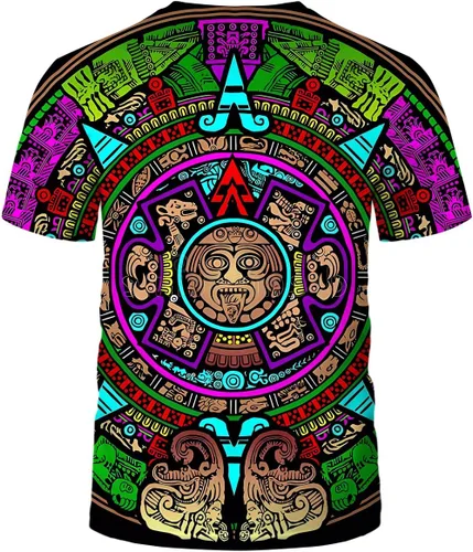 Vista 2 de LAOLIUSN Camiseta azteca para hombre con diseño de tótems mayas con estampado mexicano