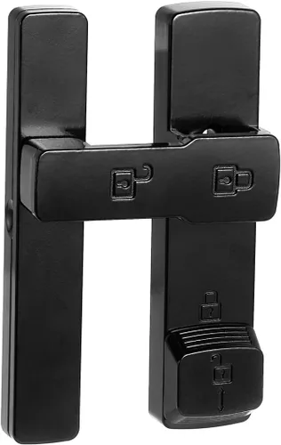 Vista 9 de INIRET Cerradura de puerta de granero negra de 180 grados, cerradura de puerta abatible, cerradura de puerta de aleación de zinc, protege