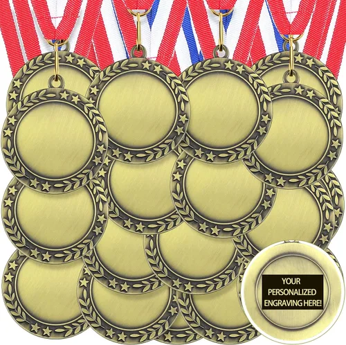 Vista 7 de Kigeli 100 medallas de premio en blanco con cintas para el cuello, Medalla de participación ganadora Premios Haz tu propio kit 1er lugar