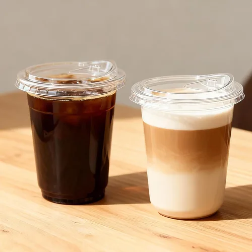 Vista 5 de Paquete de 25 vasos de plástico transparente de 16 onzas con tapas, desechables de grado alimenticio, para batidos, batidos y fiestas