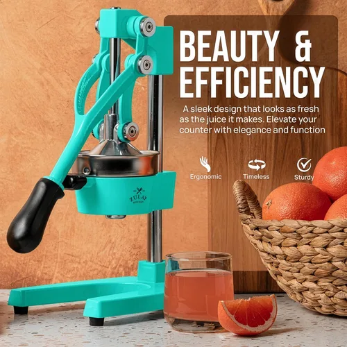 Vista 8 de Zulay Kitchen Exprimidor de hierro fundido, exprimidor manual resistente con coladores desmontables para una fácil limpieza, prensa de jugo