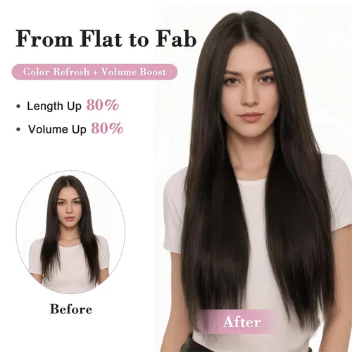 Vista 5 de S-noilite 8 piezas de extensiones de cabello largo con clip para mujer, extensiones de cabello sintético de doble trama, 18 pulgadas, #12H24 Honey