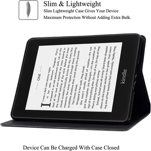 Vista 6 de Funda para Kindle Paperwhite, ranuras para tarjetas ligeras y delgadas con funda de encendido y apagado automático para Amazon Kindle Paperwhite